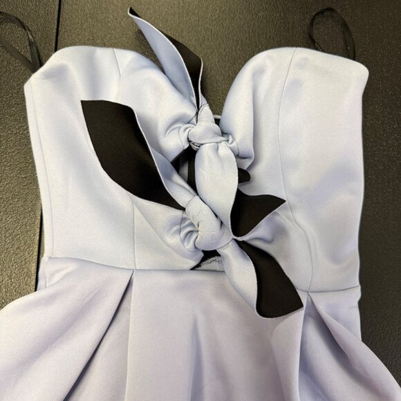 ASOS Strapless Scuba Knot Front Mini Skater Dress Size 4 Tie Front Cutouts - Picture 2 of 12